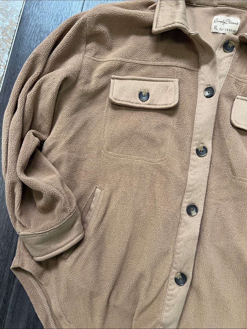 Simply blessed Tan Fleece Shacket with Chest Pockets - Picture 2 of 4